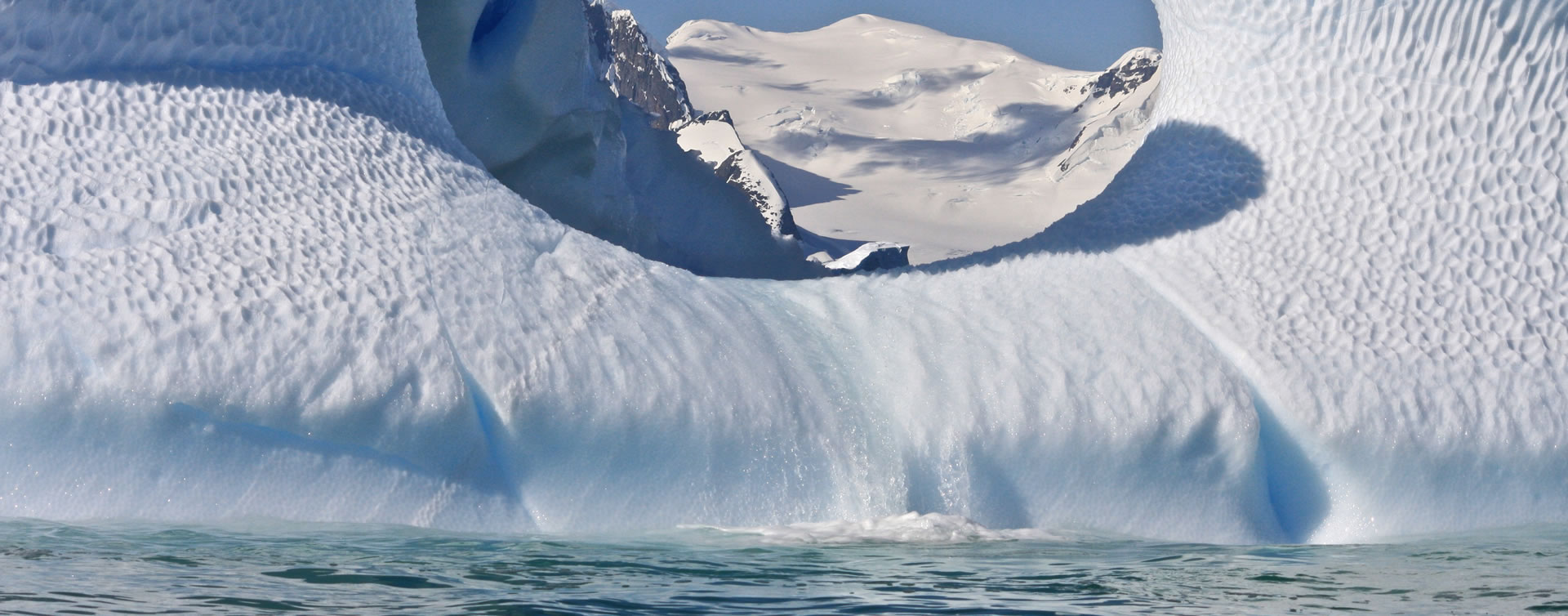A glacier reaches the ocean Ice sculptures
