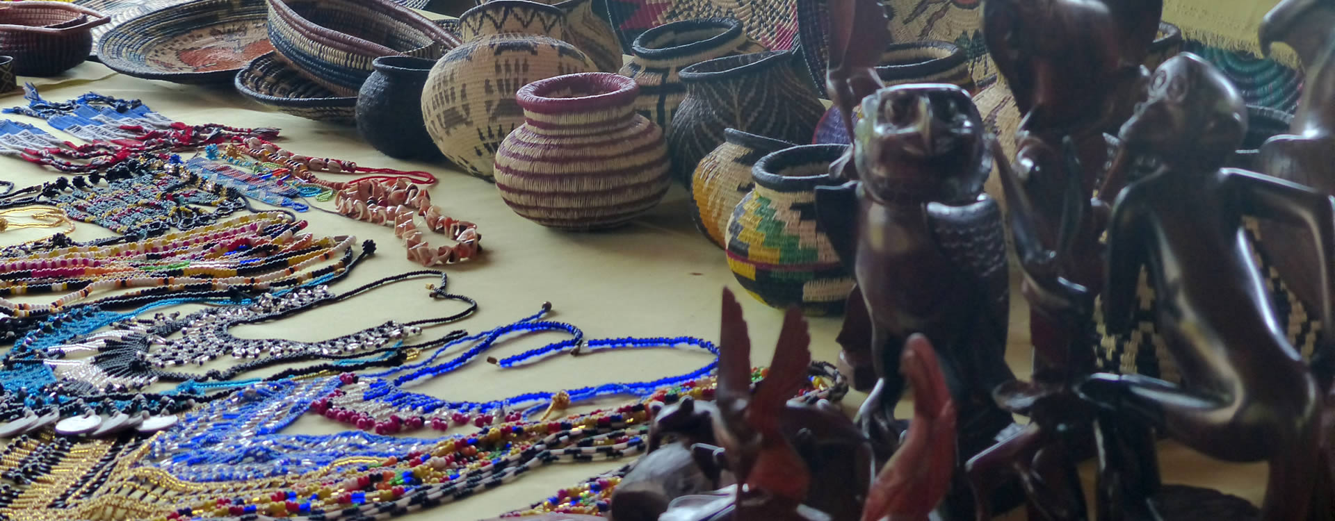 Villagers sell their handicrafts to visitors Handicrafts